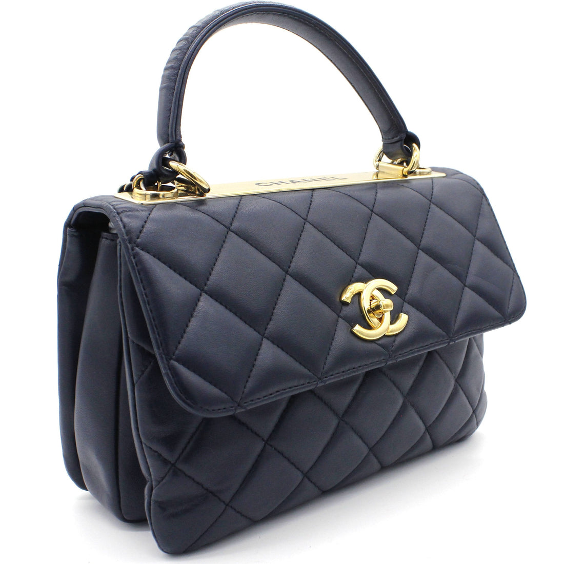 Chanel Navy Blue Quilted Leather Small Trendy CC Flap Shoulder Bag