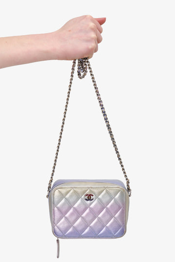 Pre-Loved Chanel™ 2021 Iridescent Quilted Lambskin Cube Crossbody