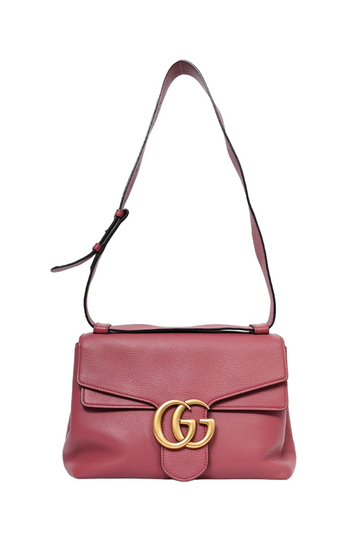 Gucci Rose Pebbled Leather Marmont Shoulder Bag