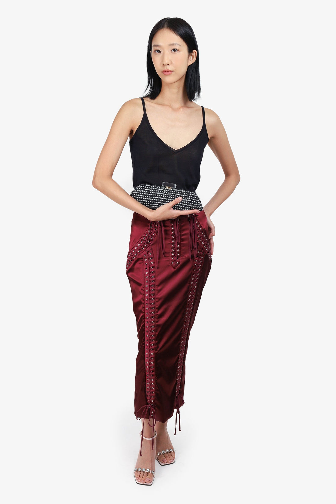 Pre-Loved Chanel™ 2002/03 Black/Silver Tweed Clutch