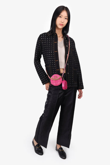 Pre-Loved Chanel™ 2019-20 Fuchsia Tweed 19 Round Clutch with Coin Purse