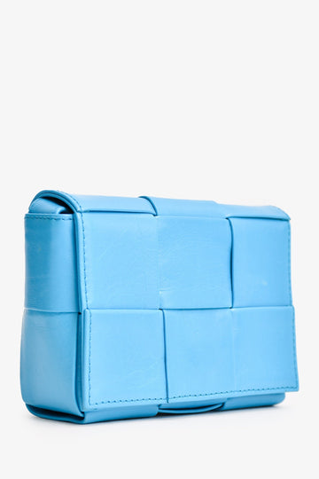 Bottega Veneta Leather Turquoise Mini Cassette Crossbody Bag