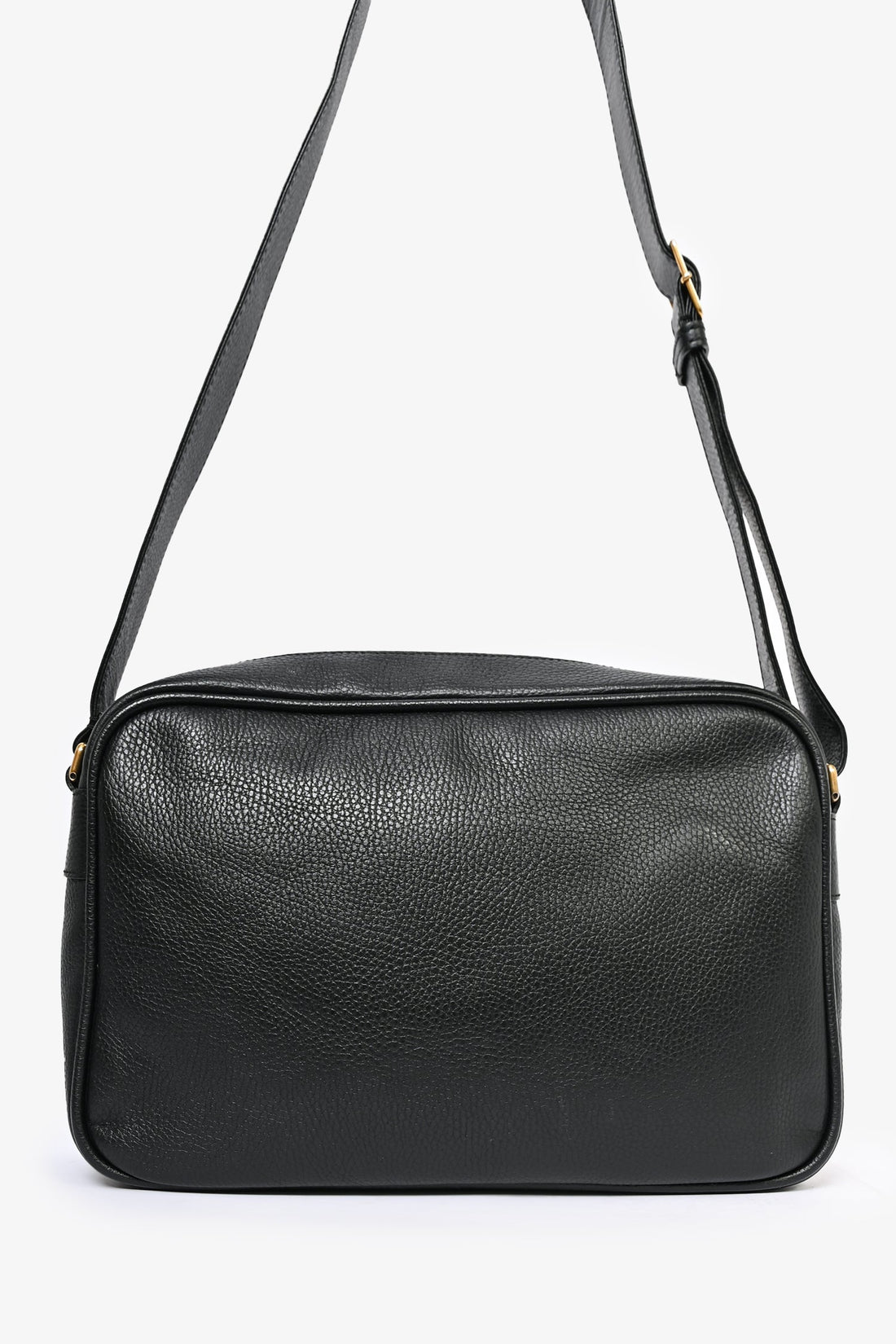 Gucci Black Leather Logo Messenger Bag