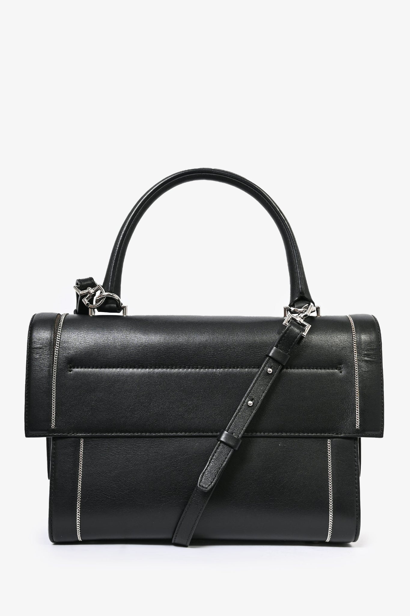 Givenchy Black Leather Logo 'Shark' Shoulder Bag