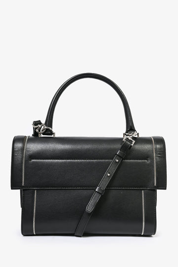 Givenchy Black Leather Logo 'Shark' Shoulder Bag