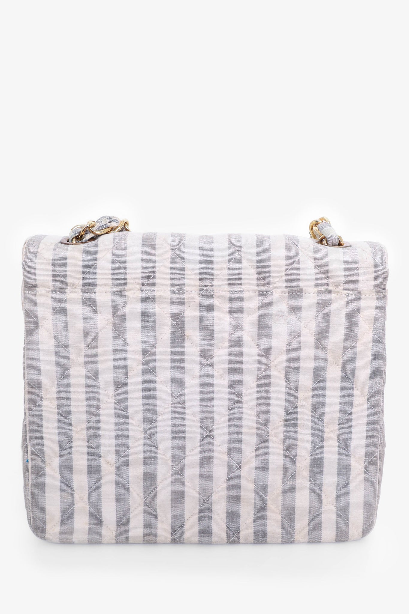 Pre-Loved Chanel™ 1994-96 Grey/White Striped Chain Shoulder Bag