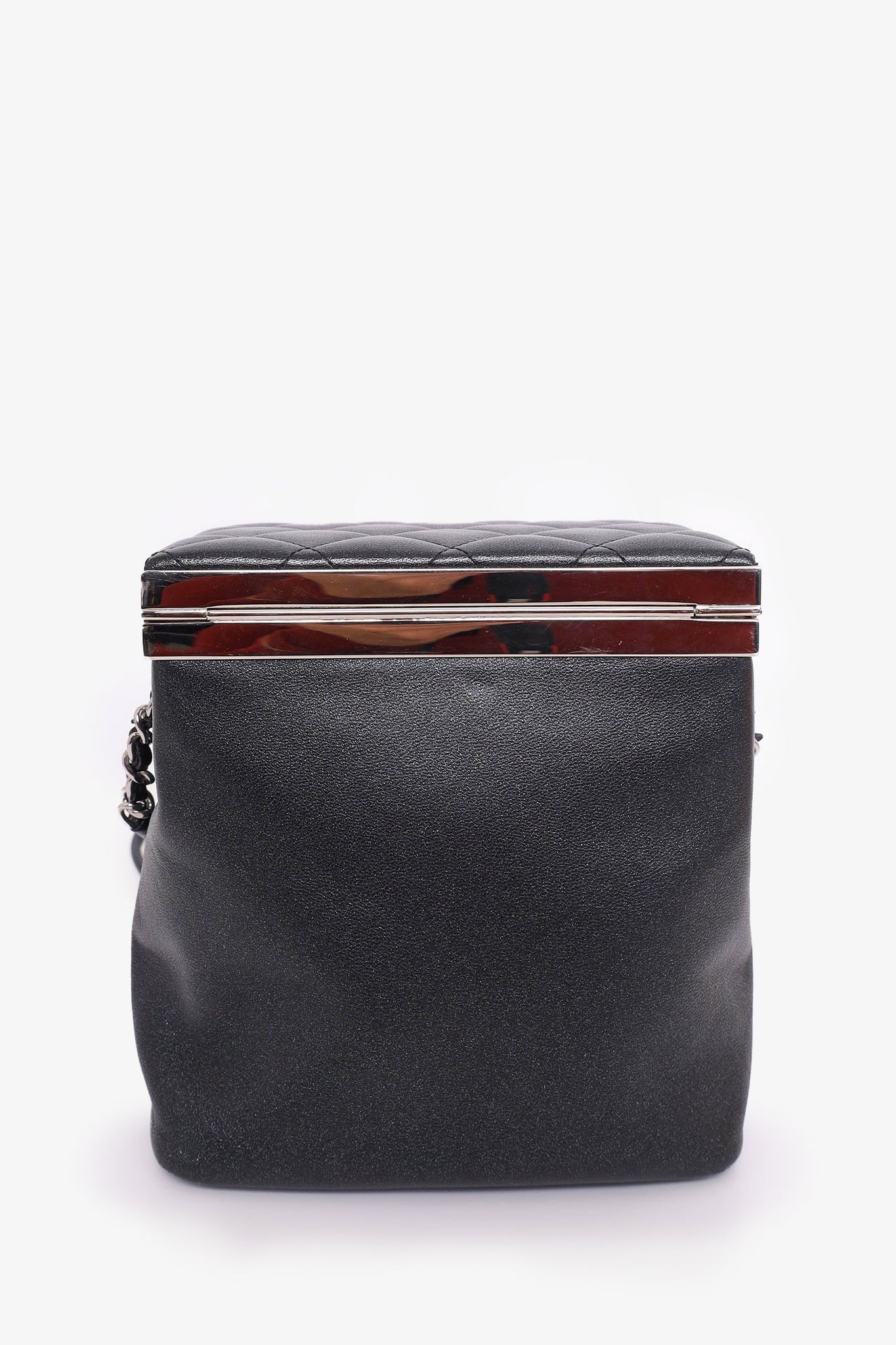 Pre-Loved Chanel™ 2016-17 Black Lambskin Quilted CC Vanity With Strap