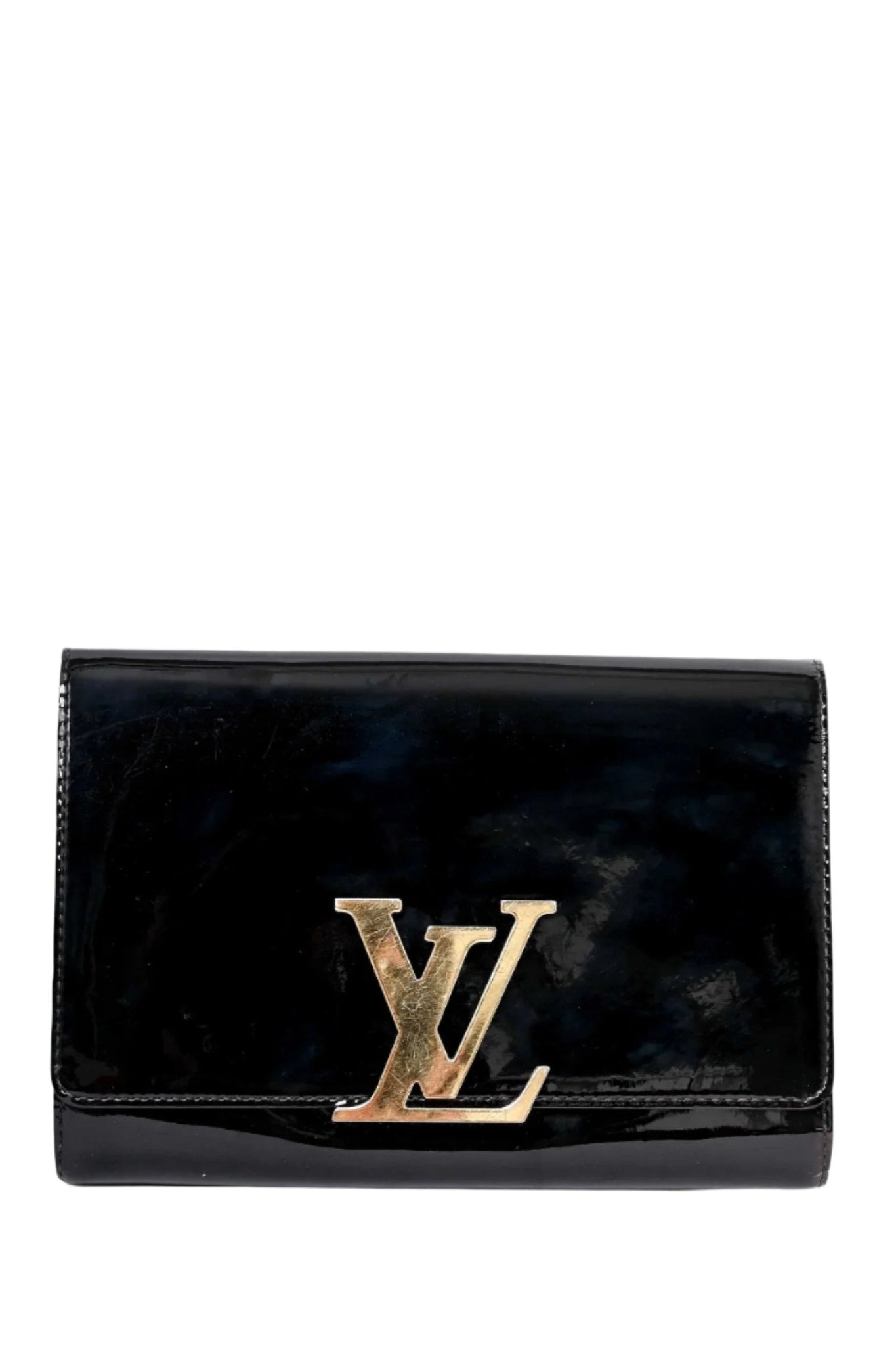 Louis Vuitton Black Patent Leather LV Clutch
