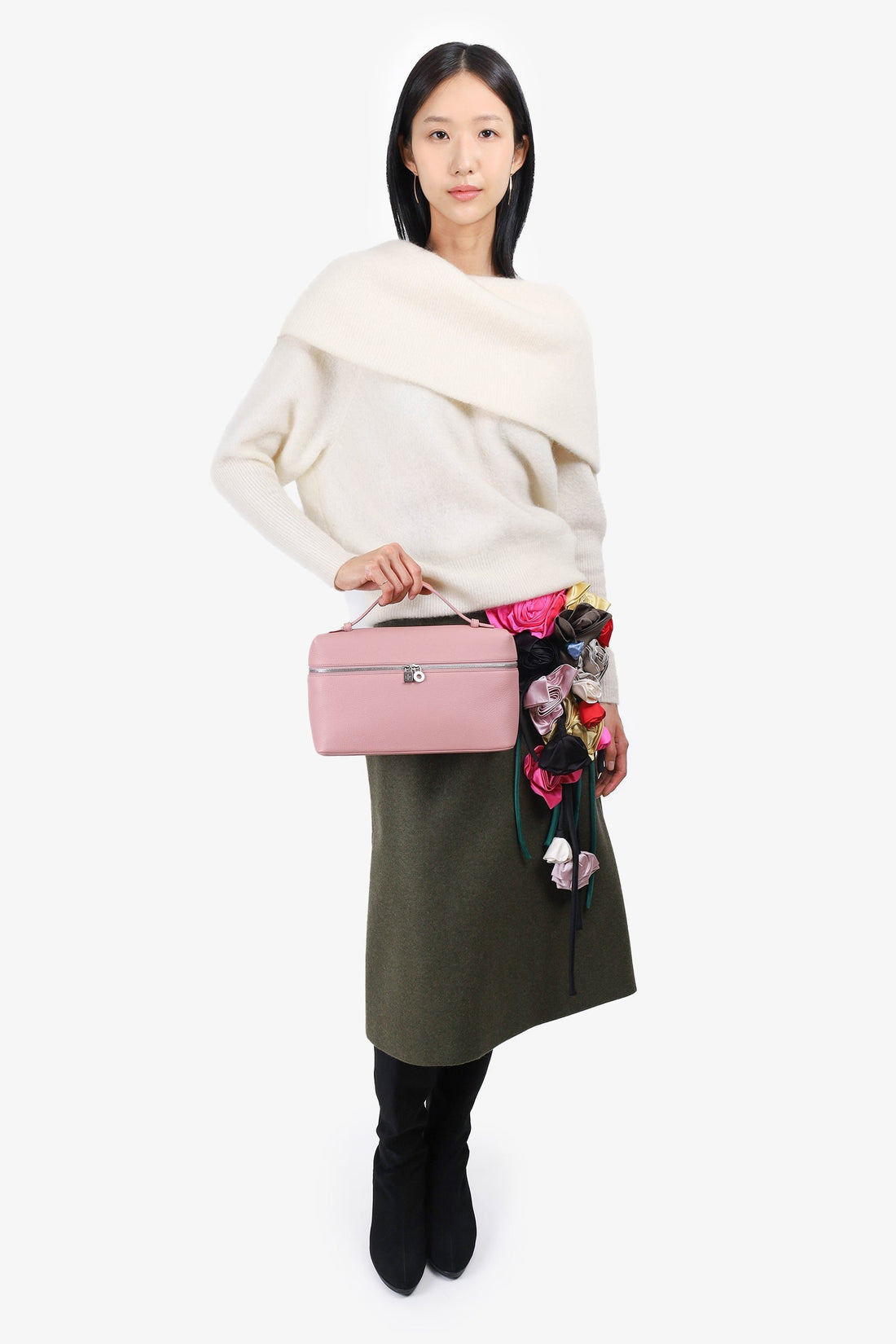 Loro Piana Pink Grained Calfksin Extra Pocket L27 With Strap