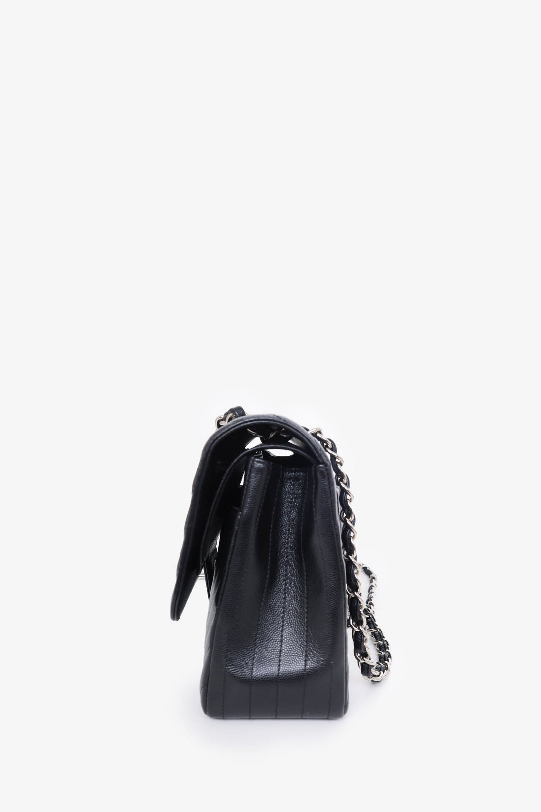 Pre-Loved Chanel™ 2016-17 Black Chevron Caviar Leather Jumbo Double Flap