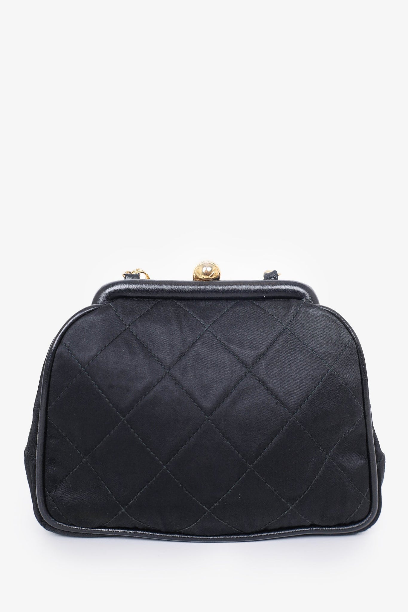 Pre-Loved Chanel™ 1989-1991 Black Satin Framed Mini Evening Bag