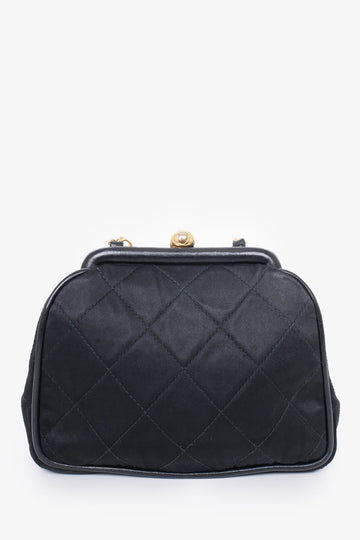 Pre-Loved Chanel™ 1989-1991 Black Satin Framed Mini Evening Bag