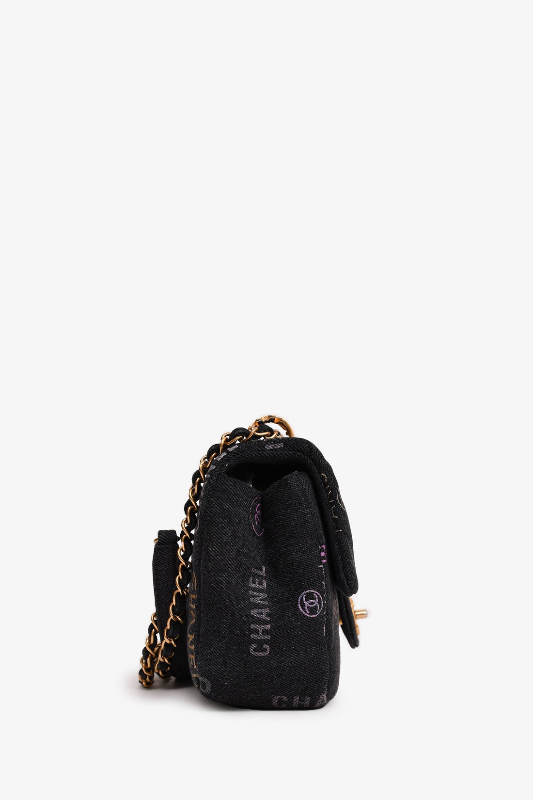 Pre-Loved Chanel™ 2022 Black Denim Mood Monogram Mini Flap Bag