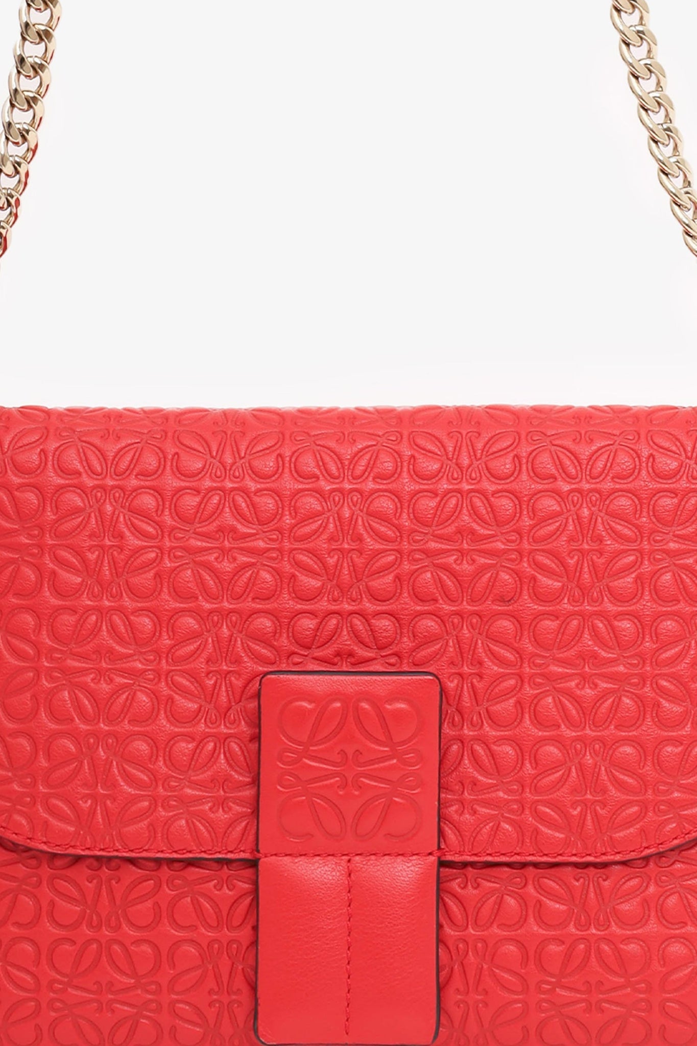 Loewe Red Leather Avenue Anagram Crossbody Bag