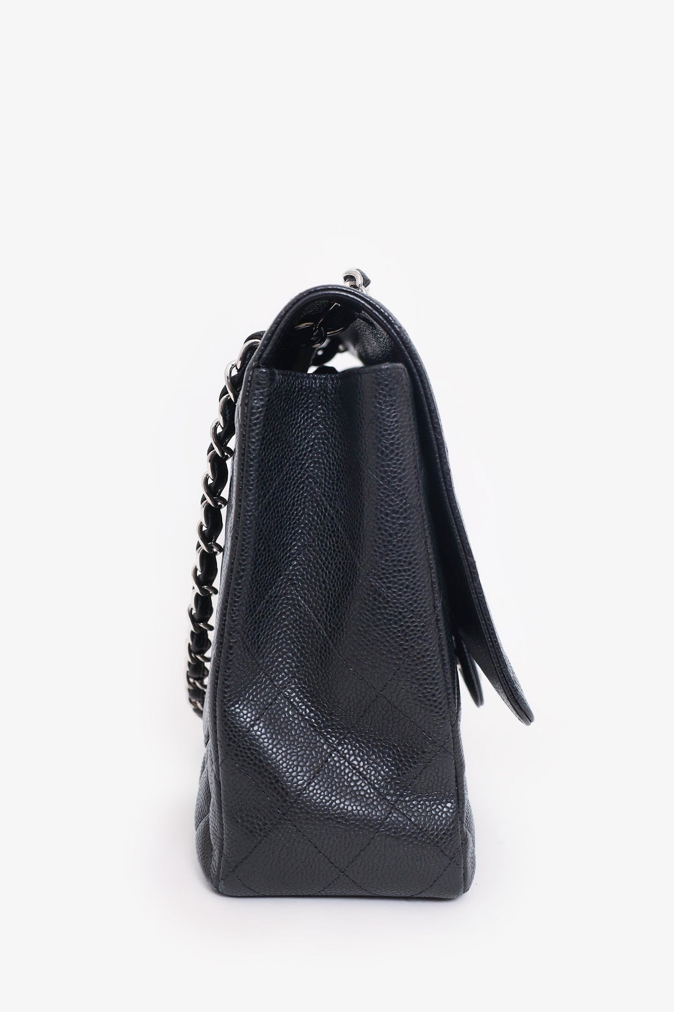 Pre-loved Chanel™ 2009-10 Black Caviar Leather Maxi Single Flap Shoulder Bag