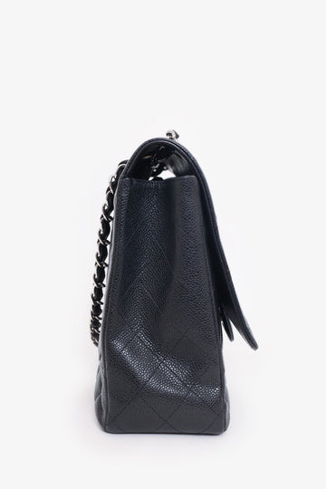 Pre-loved Chanel™ 2009-10 Black Caviar Leather Maxi Single Flap Shoulder Bag