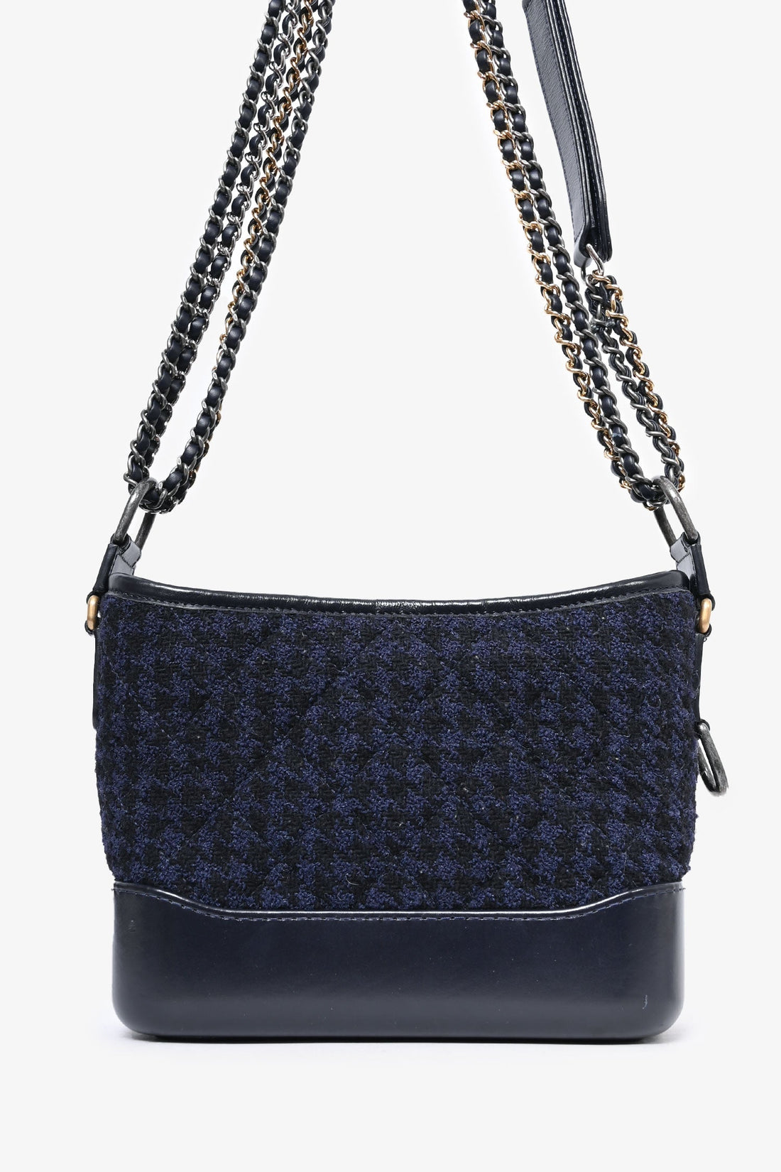 Pre-Loved Chanel™ 2017 Black Leather/Navy Tweed Small Gabrielle Shoulder Bag (As Is)