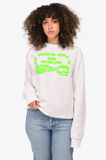Christian Dior X Cactus Jack White/Green Logo Crew Neck Sweater Size M Mens