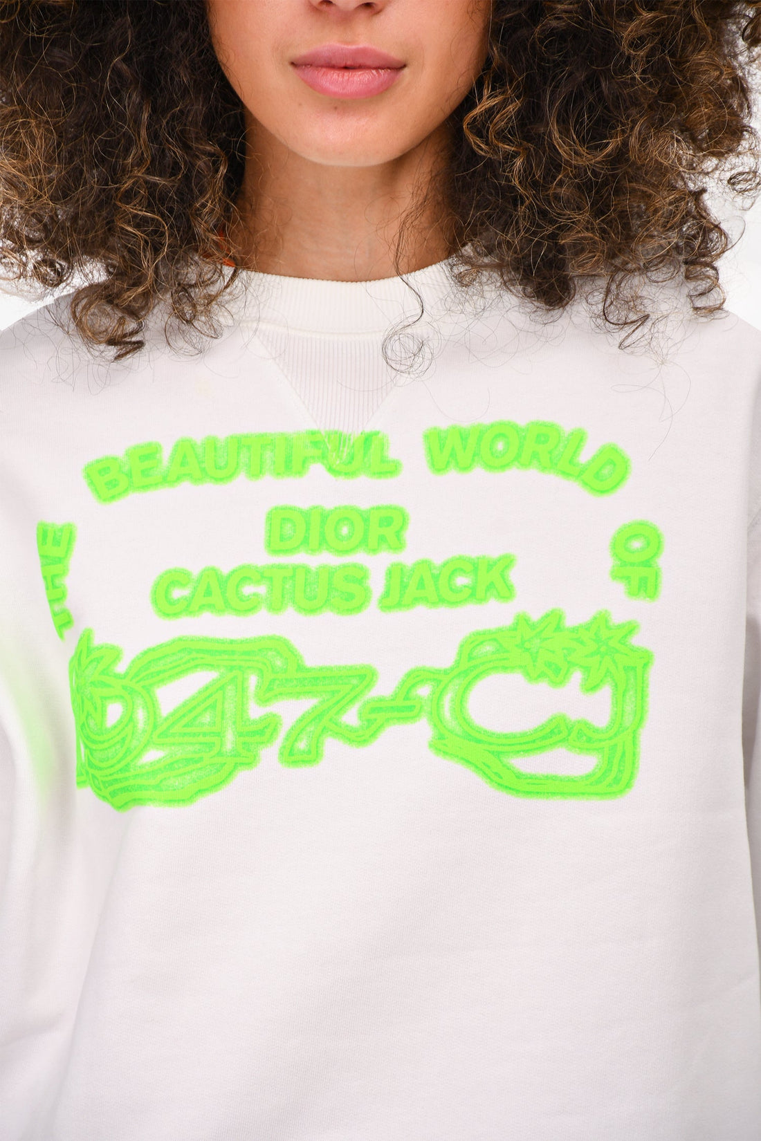 Christian Dior X Cactus Jack White/Green Logo Crew Neck Sweater Size M Mens