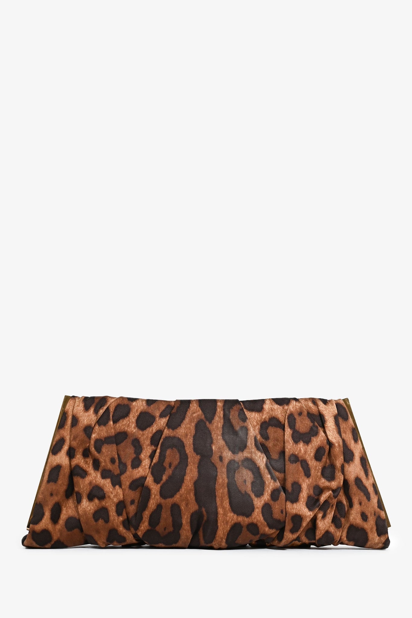 Dolce & Gabbana Brown Leopard Printed Silk Clutch