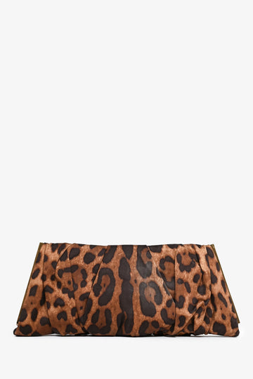 Dolce & Gabbana Brown Leopard Printed Silk Clutch