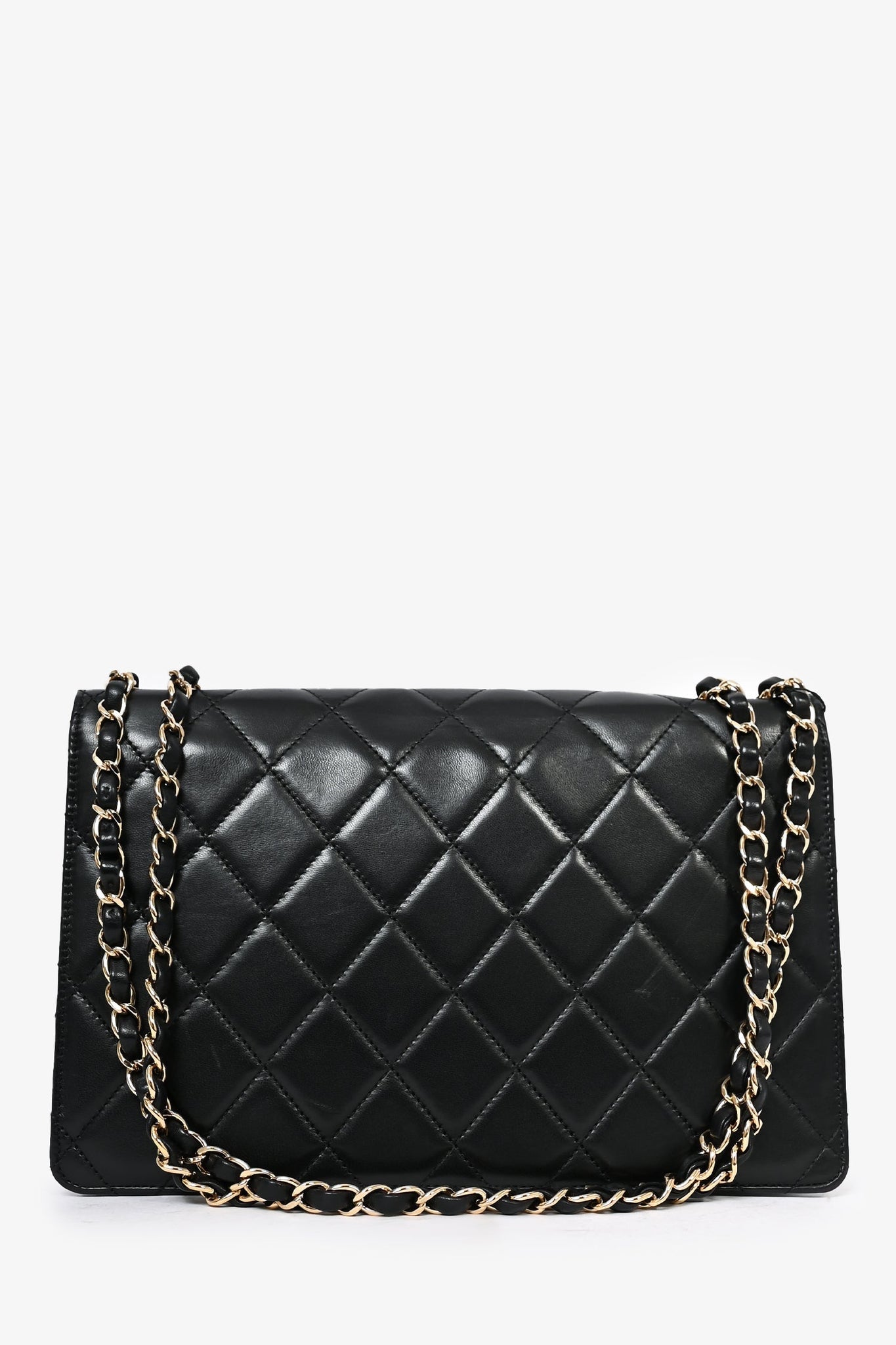 Pre-Loved Chanel™ Black Lambskin 2013/14 CC Golden Class Large Flap Shoulder Bag