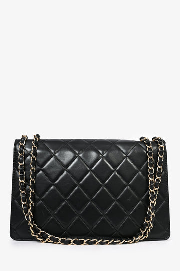 Pre-Loved Chanel™ Black Lambskin 2013/14 CC Golden Class Large Flap Shoulder Bag