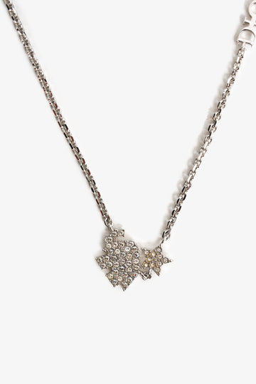 Christian Dior Silver Tone Crystal Embellished Star Elephant Necklace