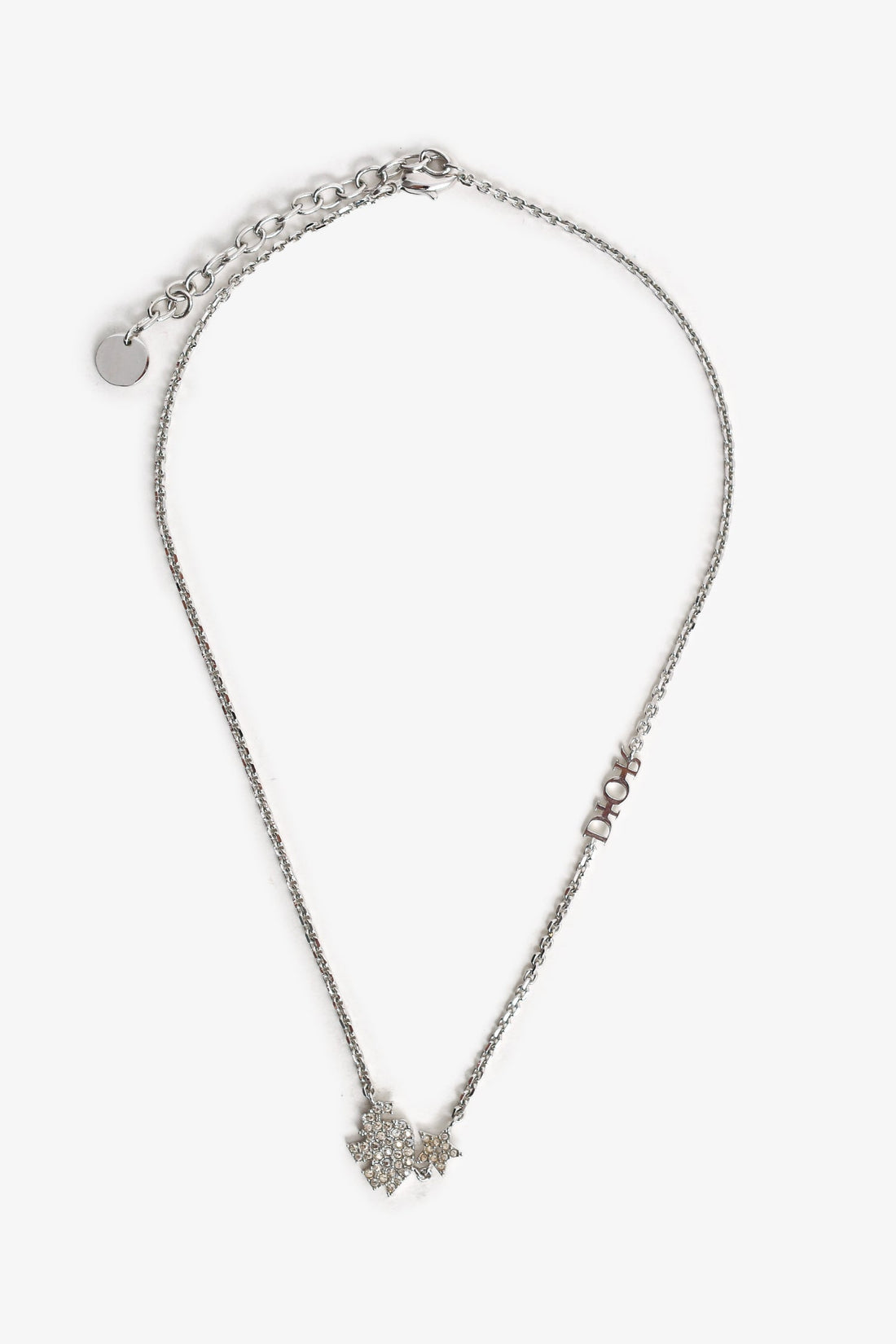 Christian Dior Silver Tone Crystal Embellished Star Elephant Necklace