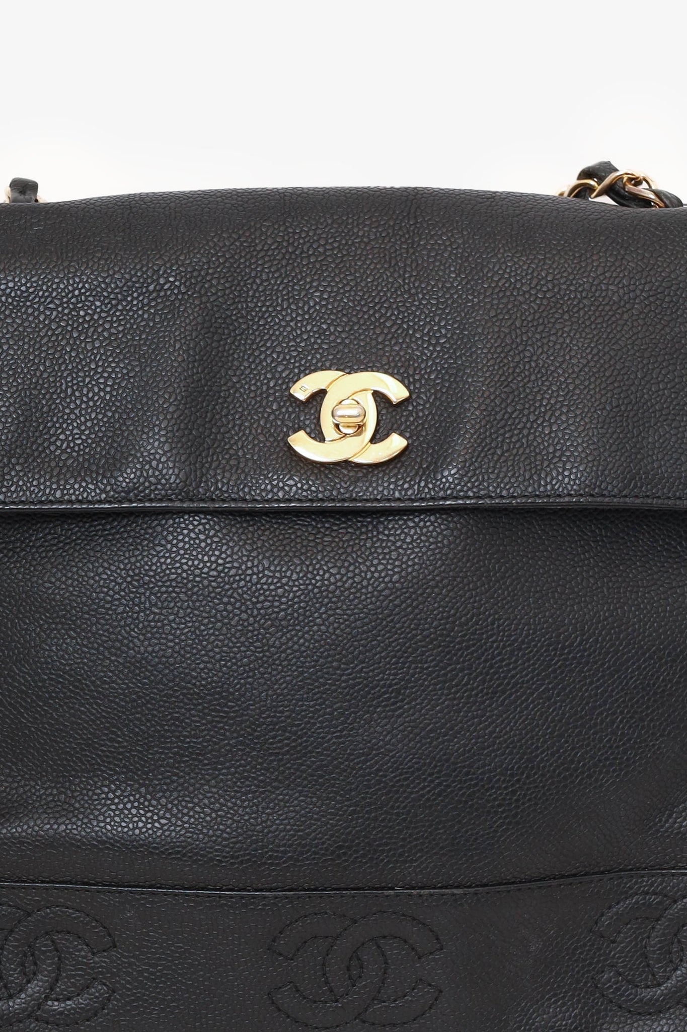 Pre-Loved Chanel™ 1996-97 Black Caviar Leather Triple CC Shoulder Bag