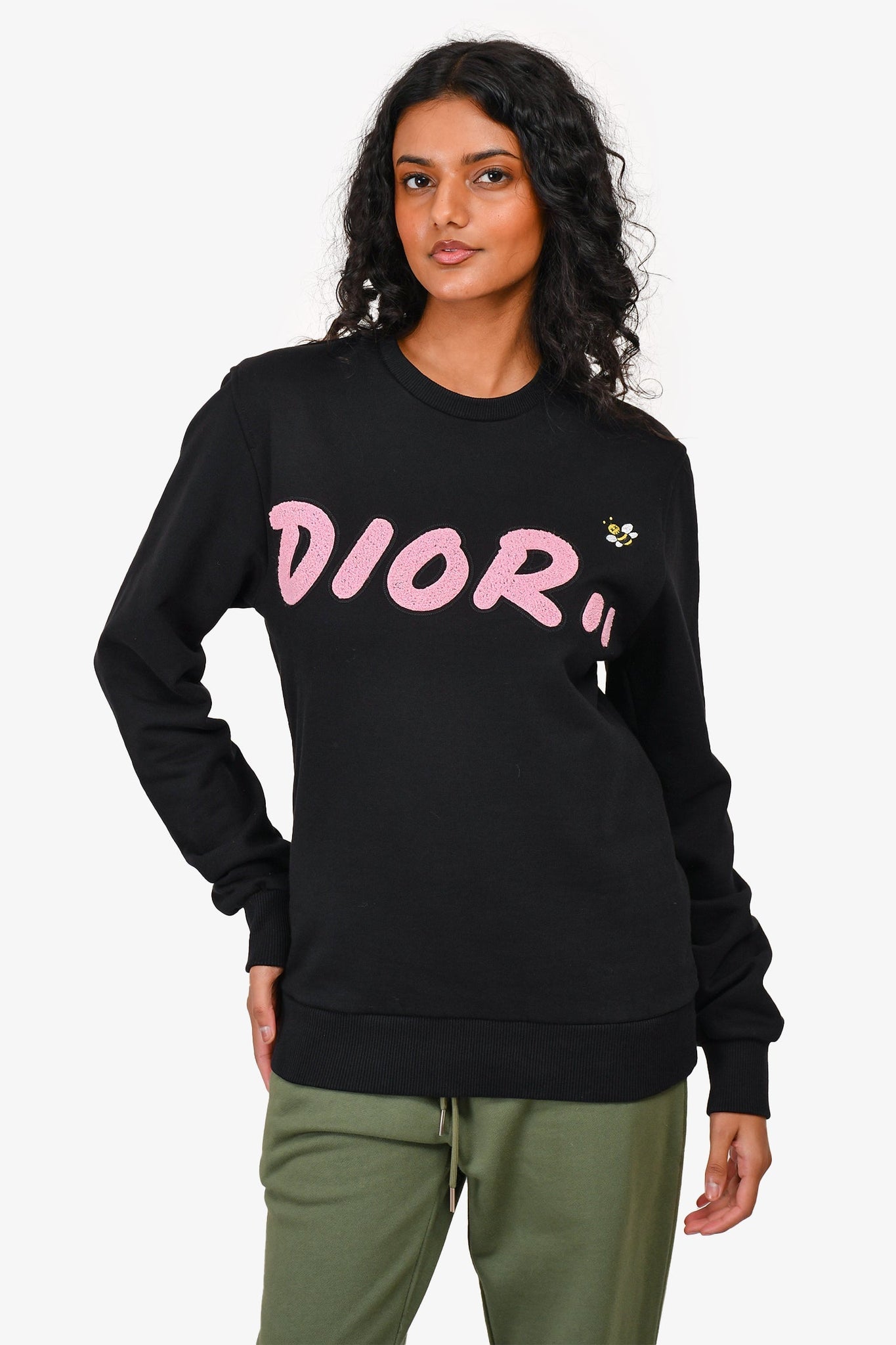 Christian Dior x Kaws Black/Pink Logo Sweatshirt Size XS Mens