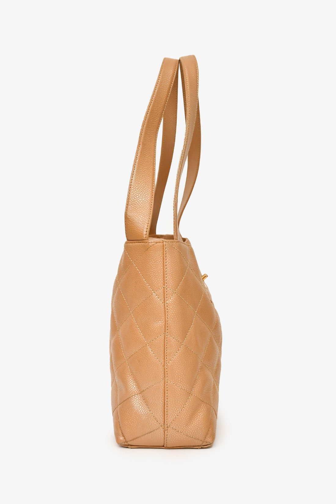 Pre-Loved Chanel™ 2000-02 Beige Caviar Leather Coco Mark Shoulder Bag