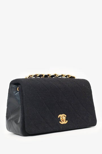 Pre-Loved Chanel™ 1989-91 Black Jersey/Lambskin Mini Full Flap Bag