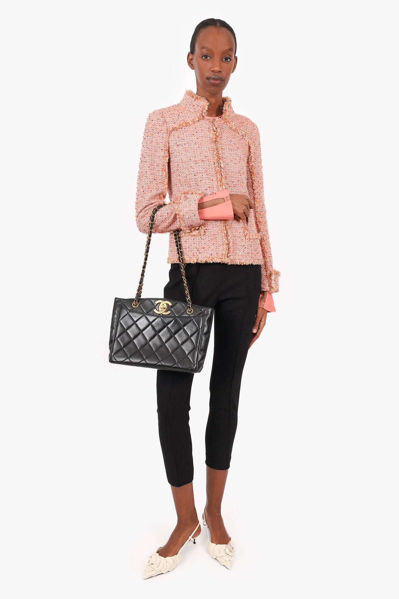 Pre-Loved Chanel™ Vintage Black Quilted Lambskin CC Tote Bag