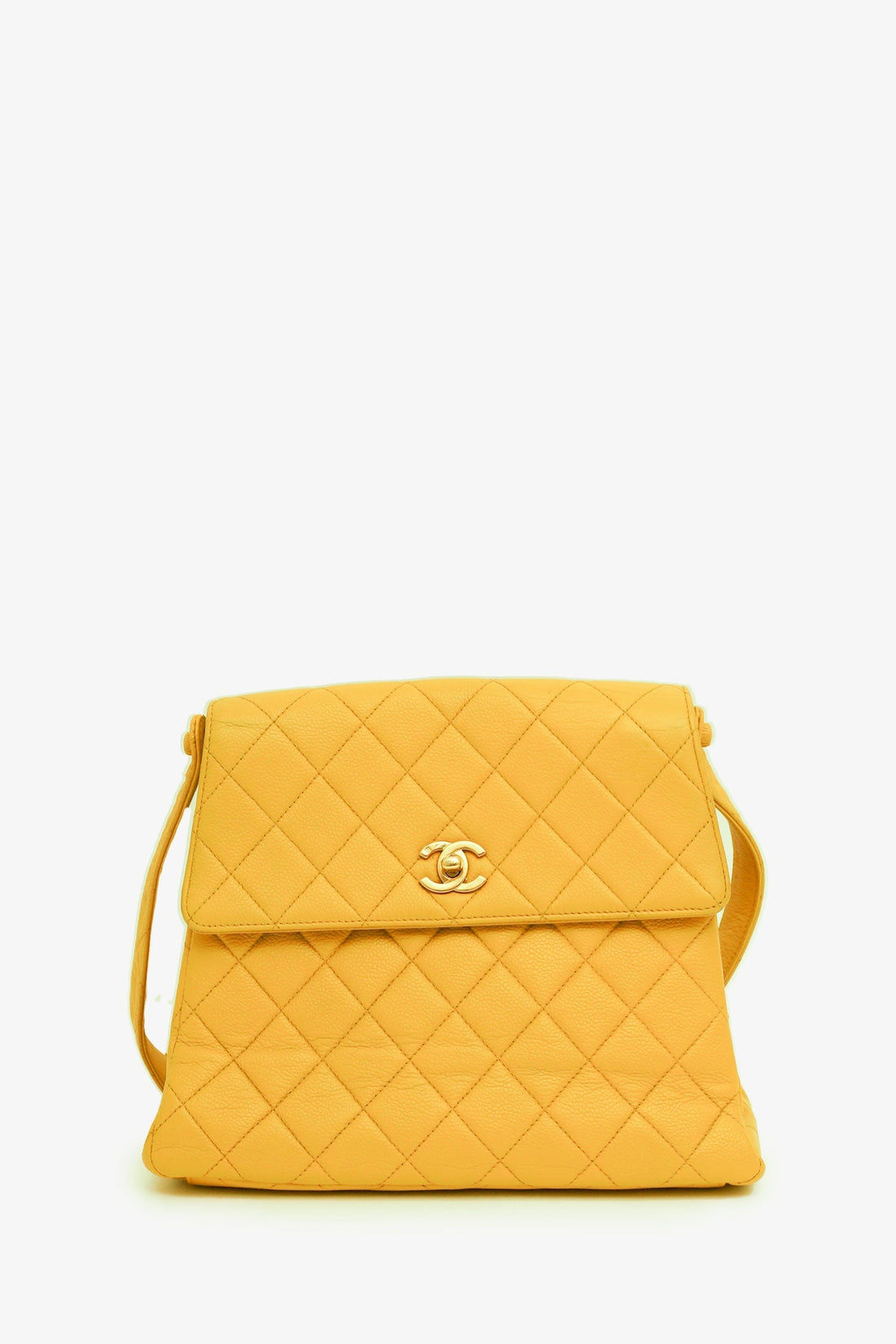 Pre-Loved Chanel™ Yellow Caviar Leather CC Shoulder Bag