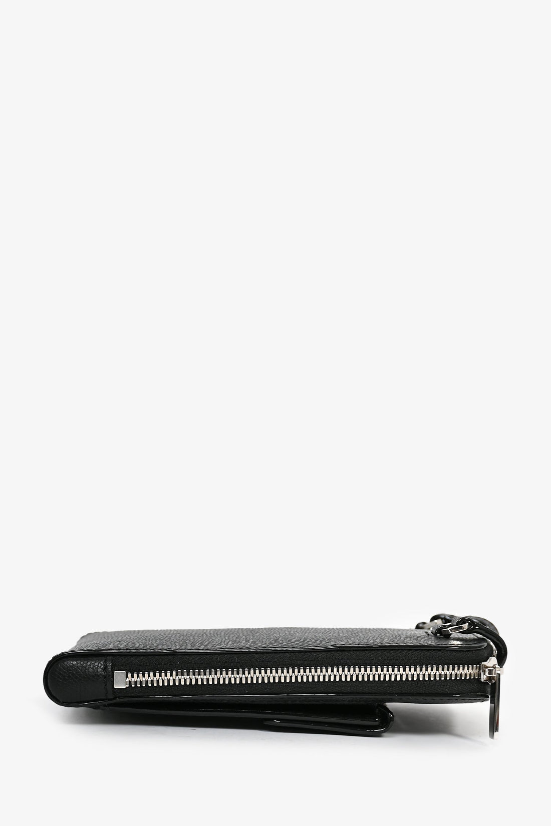 Valextra Black Leather Crossbody Phone Case