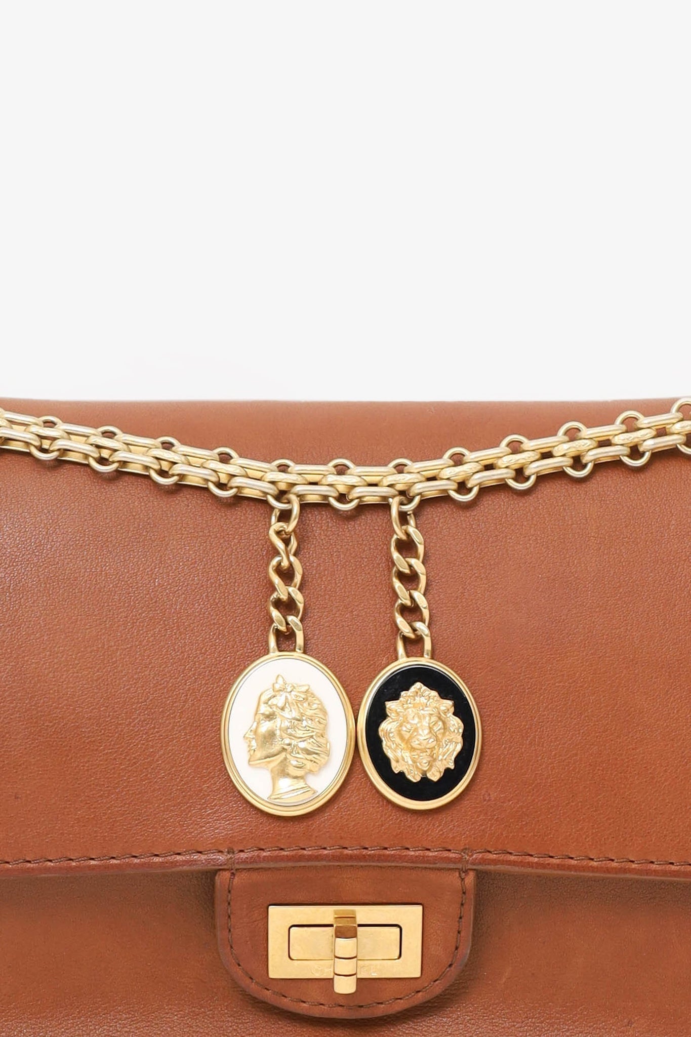 Pre-Loved Chanel™ 2017 Brown Leather Medallion Charm Reissue 2.55 Shoulder Bag