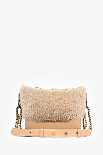 Pre-Loved Chanel™ 2017-18 Beige Shearling/Leather Small Gabrielle Crossbody