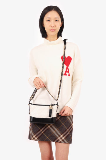 Pre-Loved Chanel™  2018 Black/White Lambskin Leather Small Gabrielle Bag