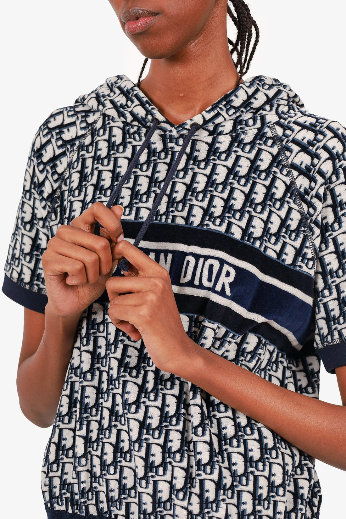 Christian Dior Oblique Velour Hooded Short Sleeve Dress Size Large