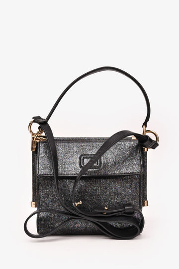 Roger Vivier Grey Metallic Fabric Miss Viv Crossbody Bag