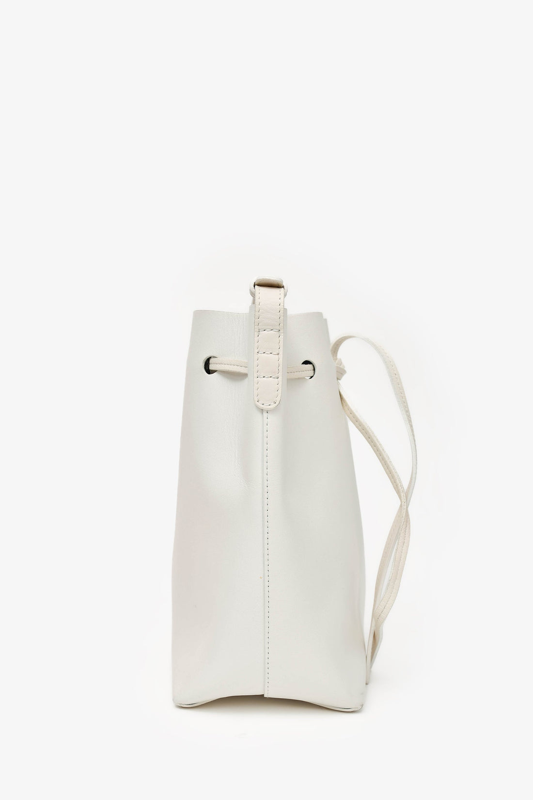 Mansur Gavriel White Faux Leather Bucket Bag (As Is)