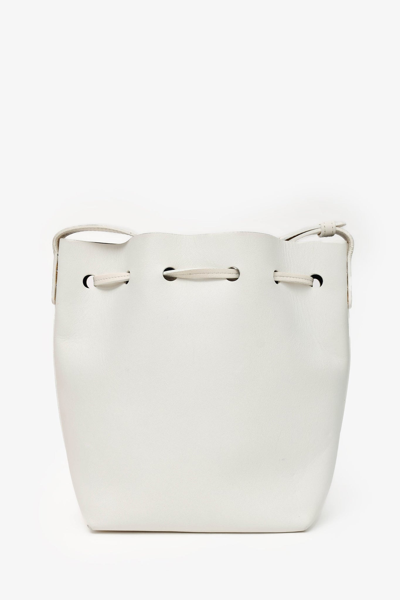 Mansur Gavriel White Faux Leather Bucket Bag (As Is)