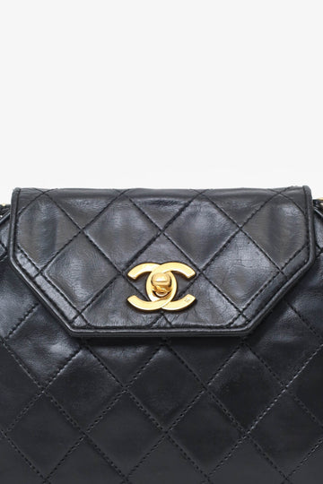 Pre-Loved Chanel™ Black Quilted Leather Octagon CC Flap Bag