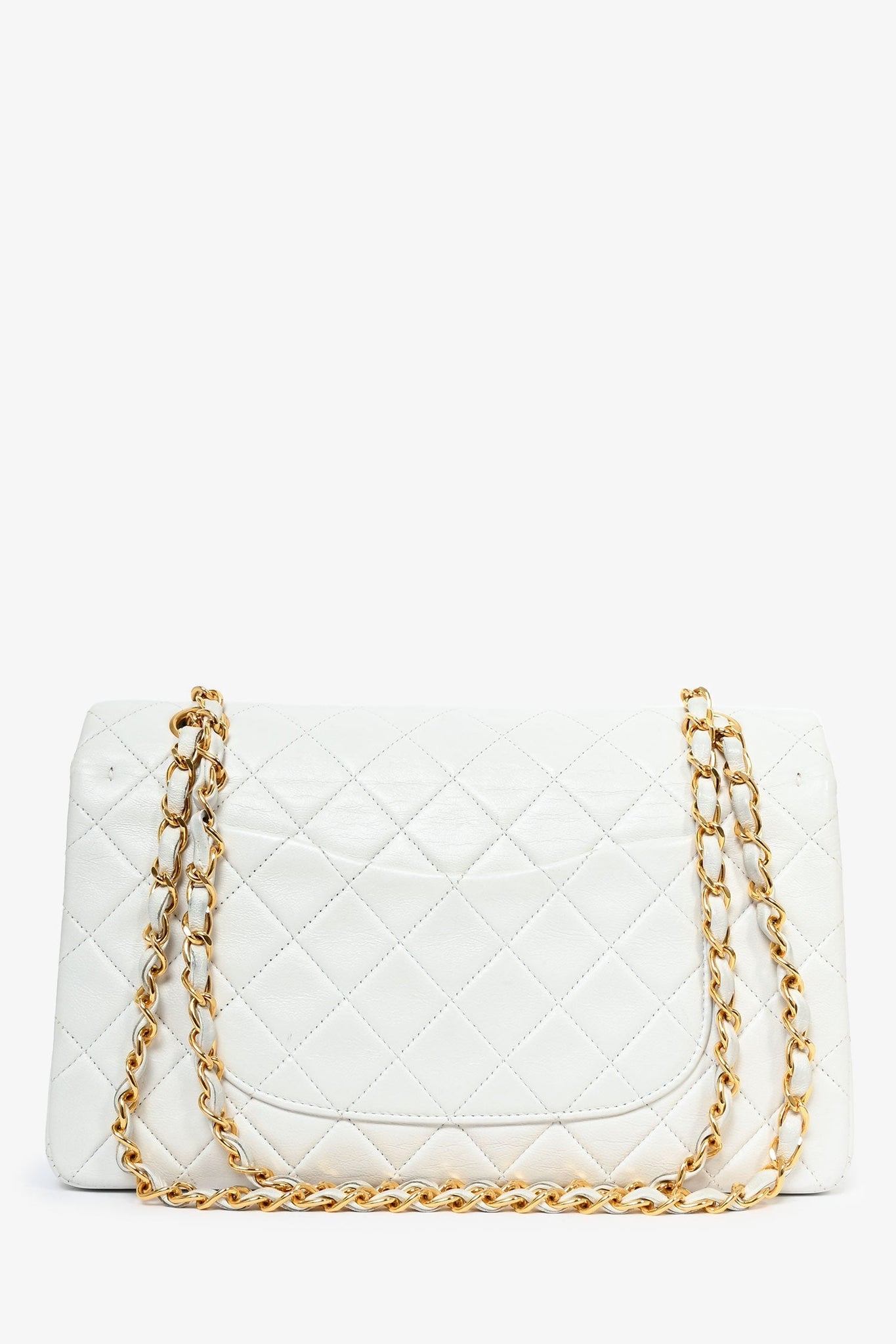 Pre-Loved Chanel™ 1991-94 Vintage White Quilted Leather Medium Double Flap (Refurbished)