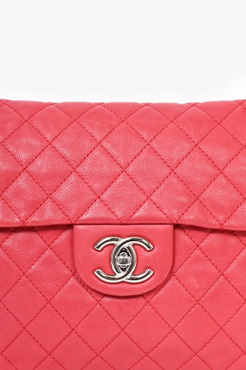 Pre-Loved Chanel™ 2008/09 Red Caviar Leather CC Quilted Maxi Shoulder Bag