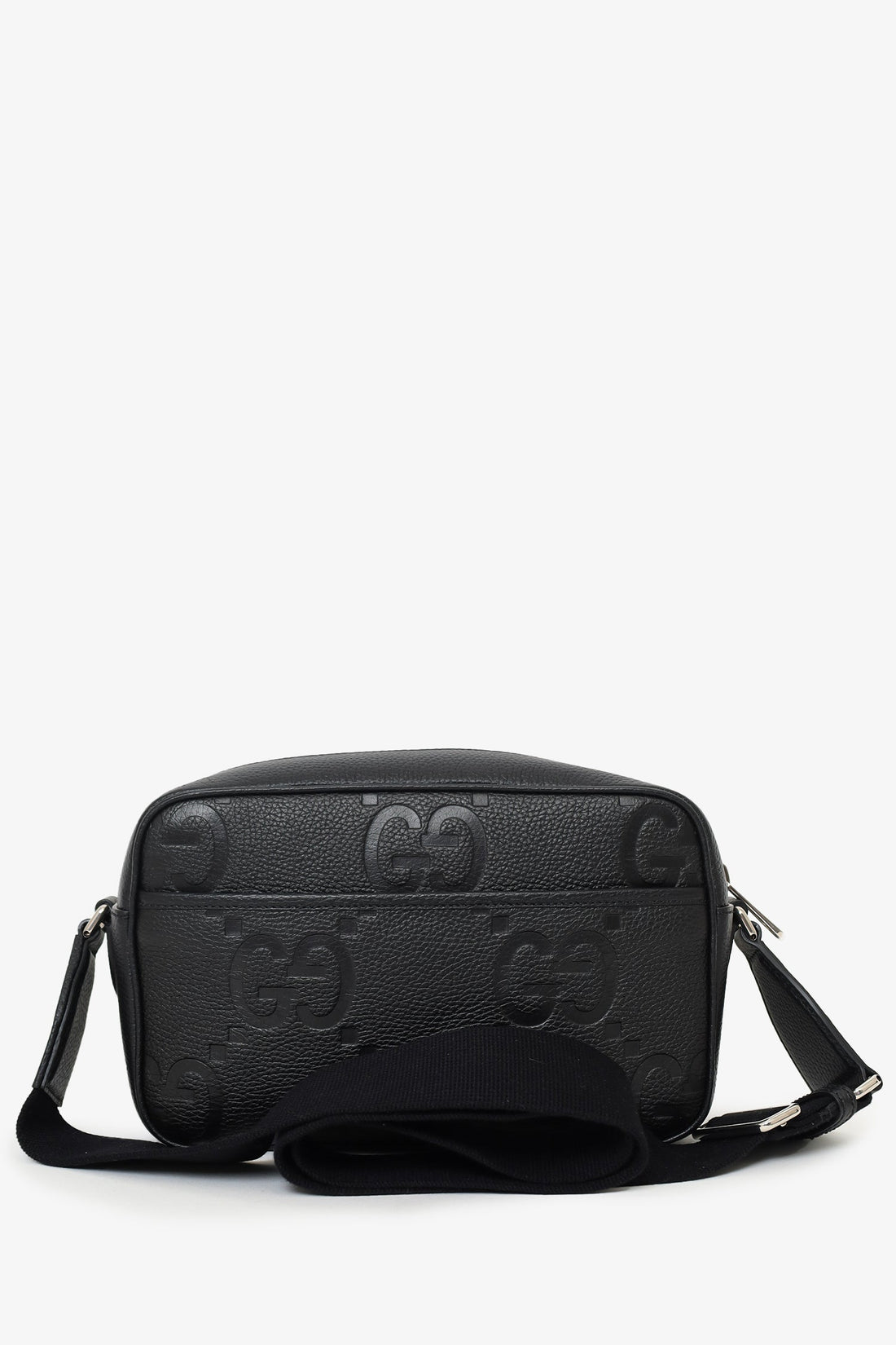 Gucci Black Leather Jumbo GG Crossbody Bag Mens