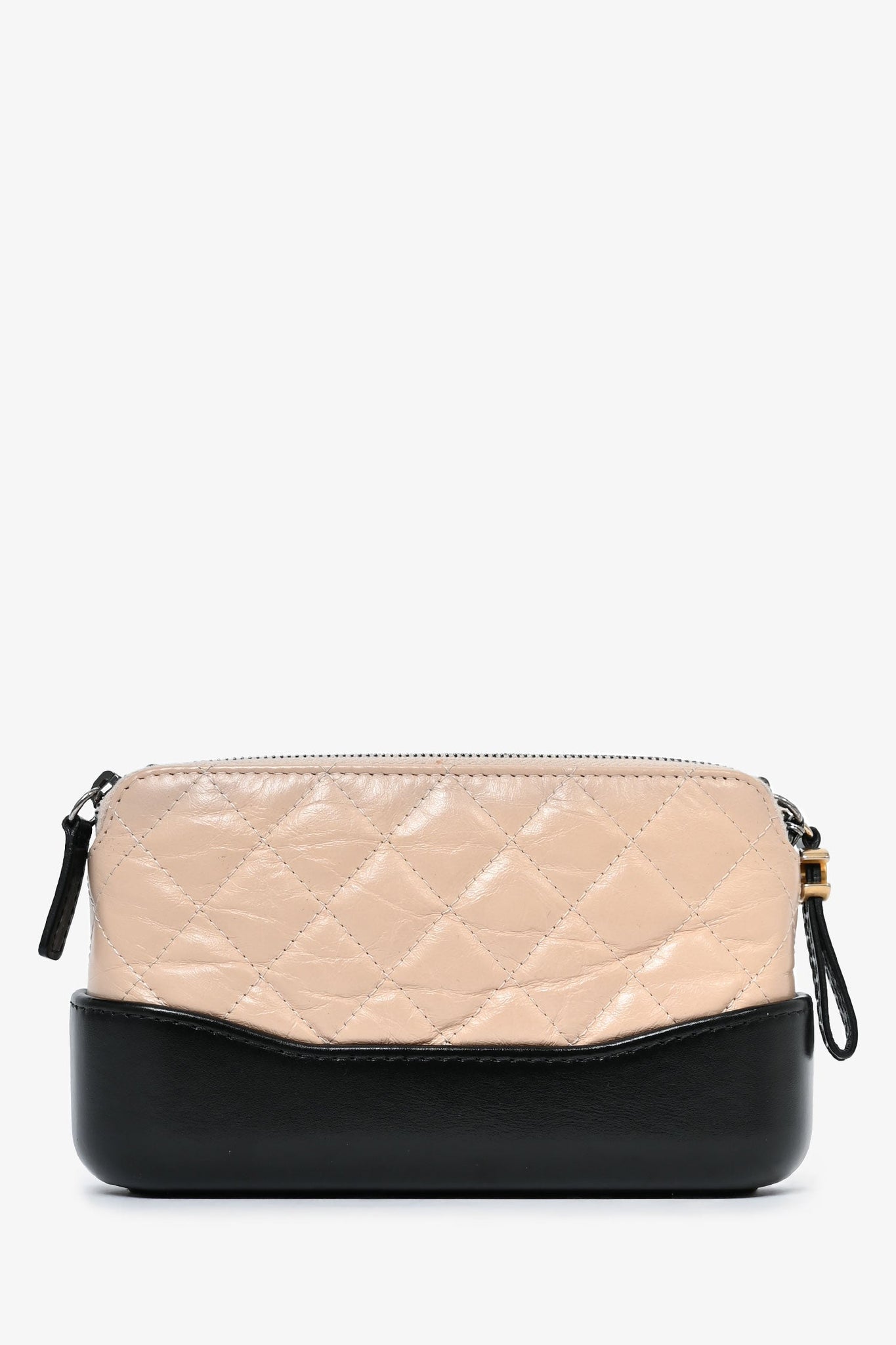 Pre-Loved Chanel™ 2017-18 Beige/Black Leather Gabrielle Wallet on Chain