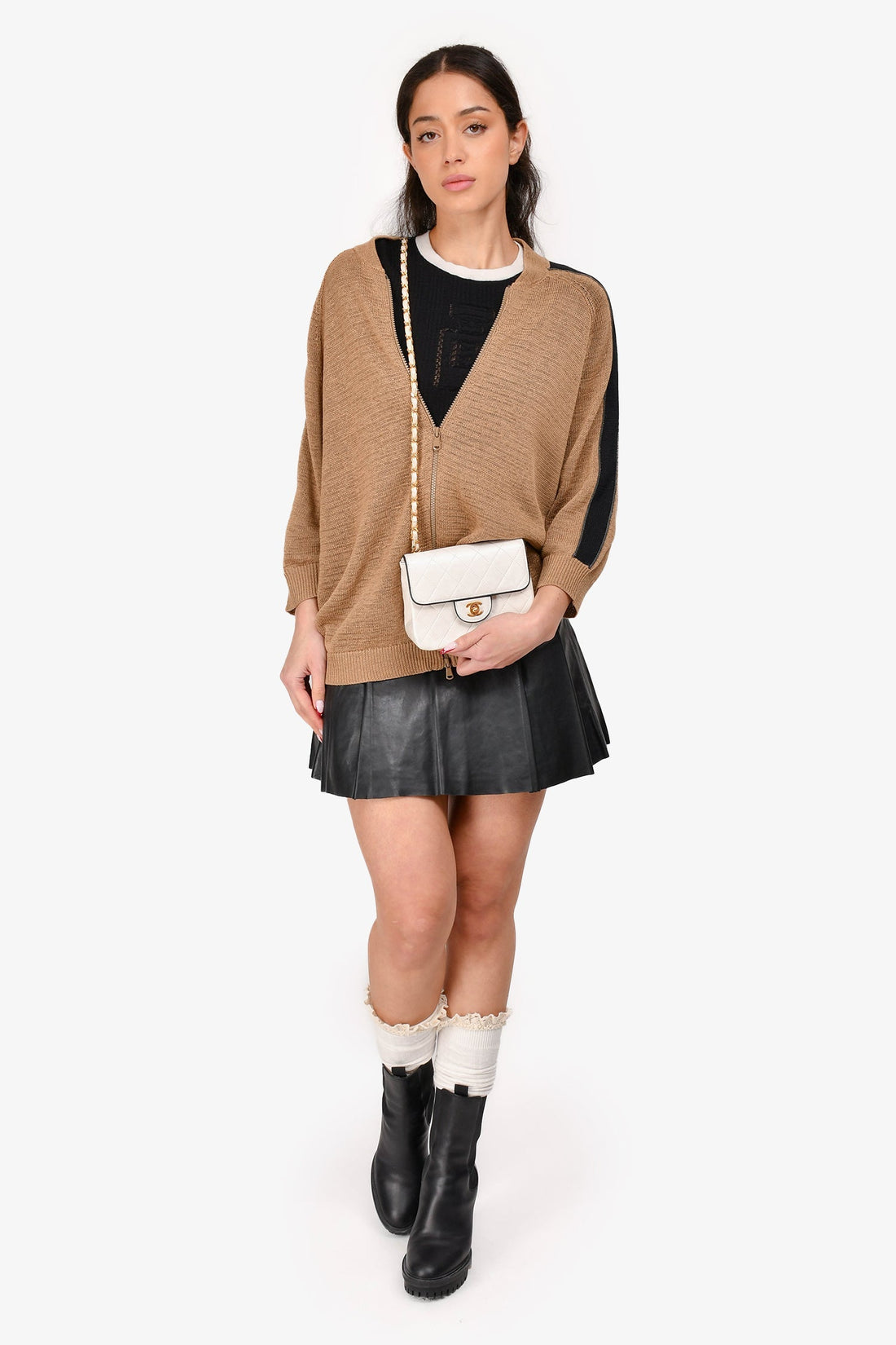 Pre-Loved Chanel™ 1989-91 White/Black Lambskin Leather Mini Square Flap Bag (Refurbished)