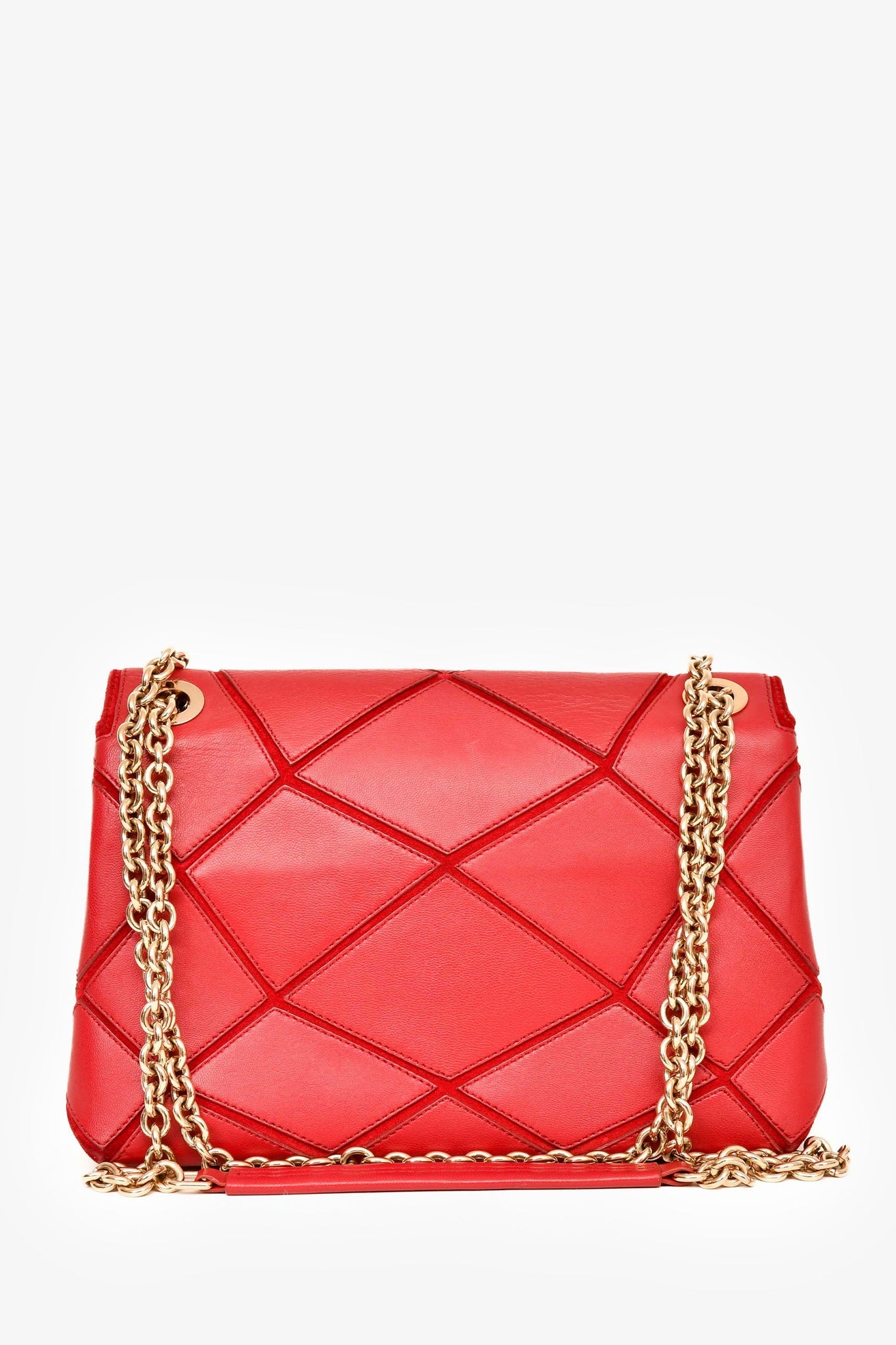 Roger Vivier Red Leather Geometric Patterned Shoulder Bag